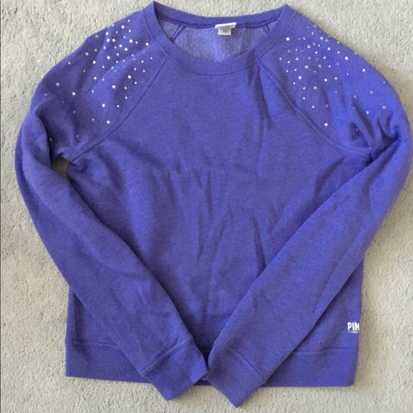 VS Pink Sweatshirt with Bling Shoulders - Picture 1 of 4